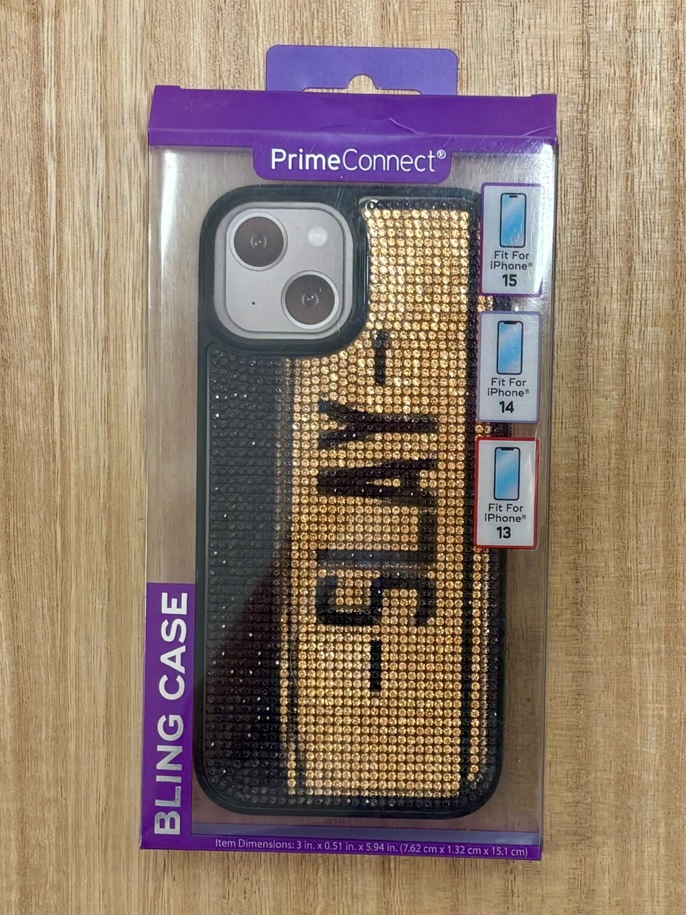 Gold & Black Bling Case for iPhone 13/14/15 (Gold/Black)
